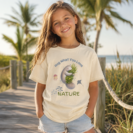Seagrass Splendor Manatee Youth T-Shirt | Hug What You Love Collection