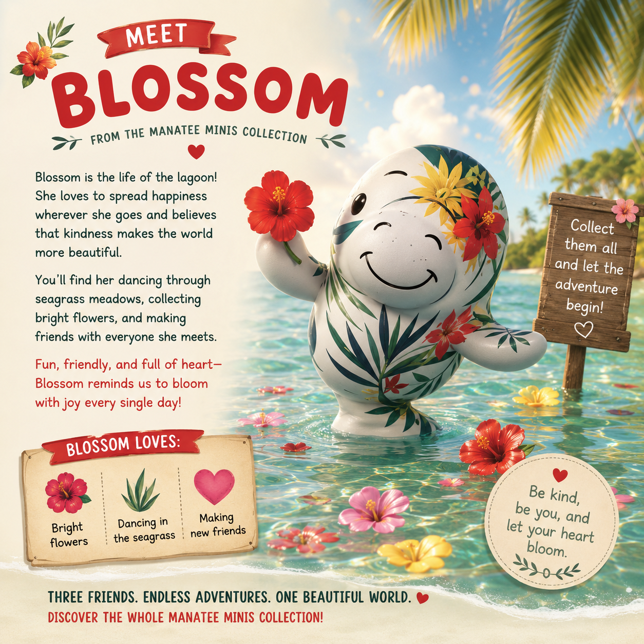 Blossom The Manatee Toddler Tee | Manatee Minis Collection