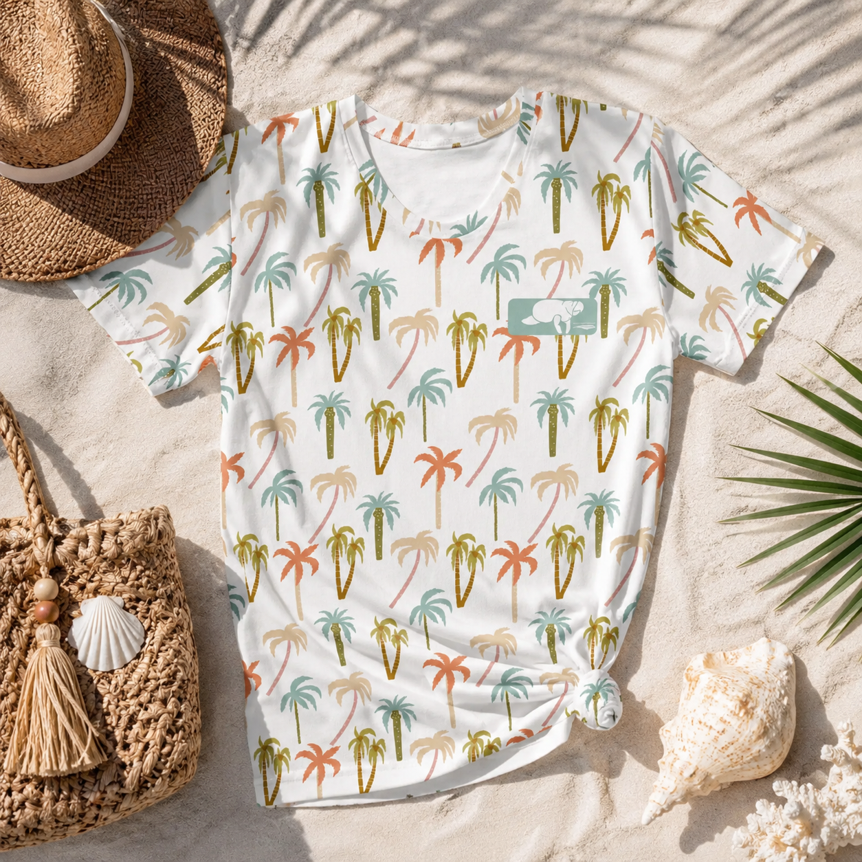 Manatee Palm Tree Print T-Shirt | Women's