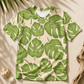 T-shirt with green leaf pattern on a beige background