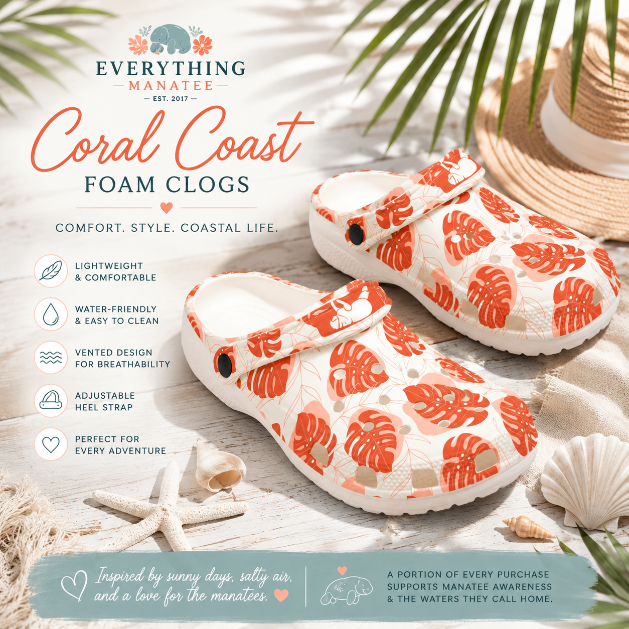 Coral Coast Manatee Foam Clogs
