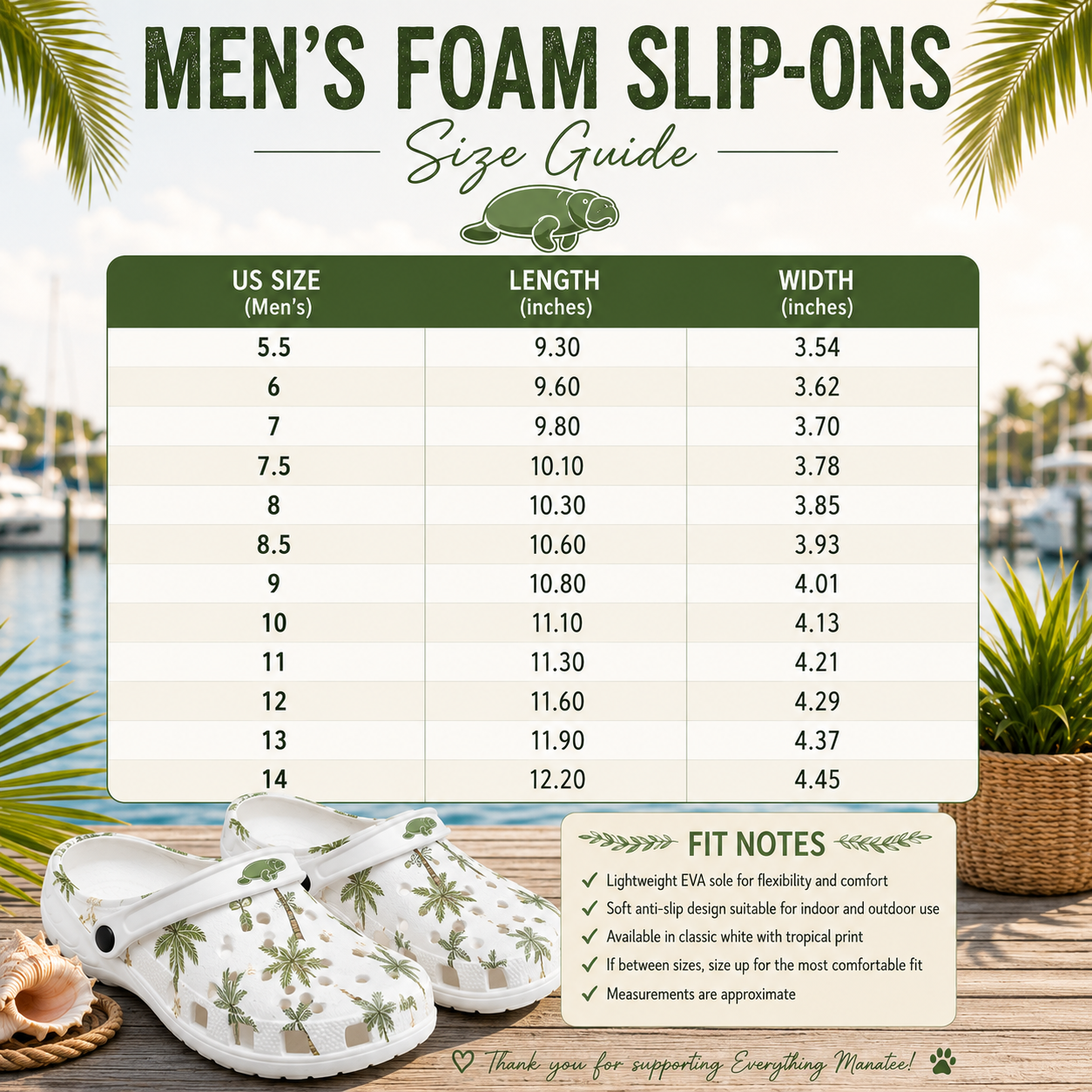 Tropical Drift Manatee Foam Slip Ons | Mens