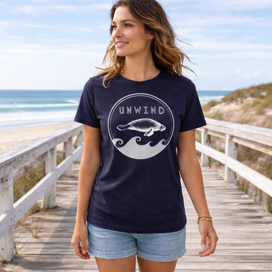Unwind Manatee Women's Relaxed T-Shirt | Drift Gently