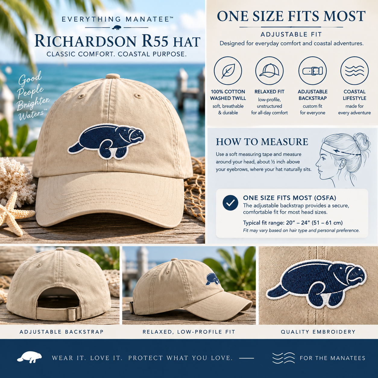 Coastal Drift Manatee Dad Hat | Unisex
