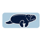 Manatee illustration on a light blue background