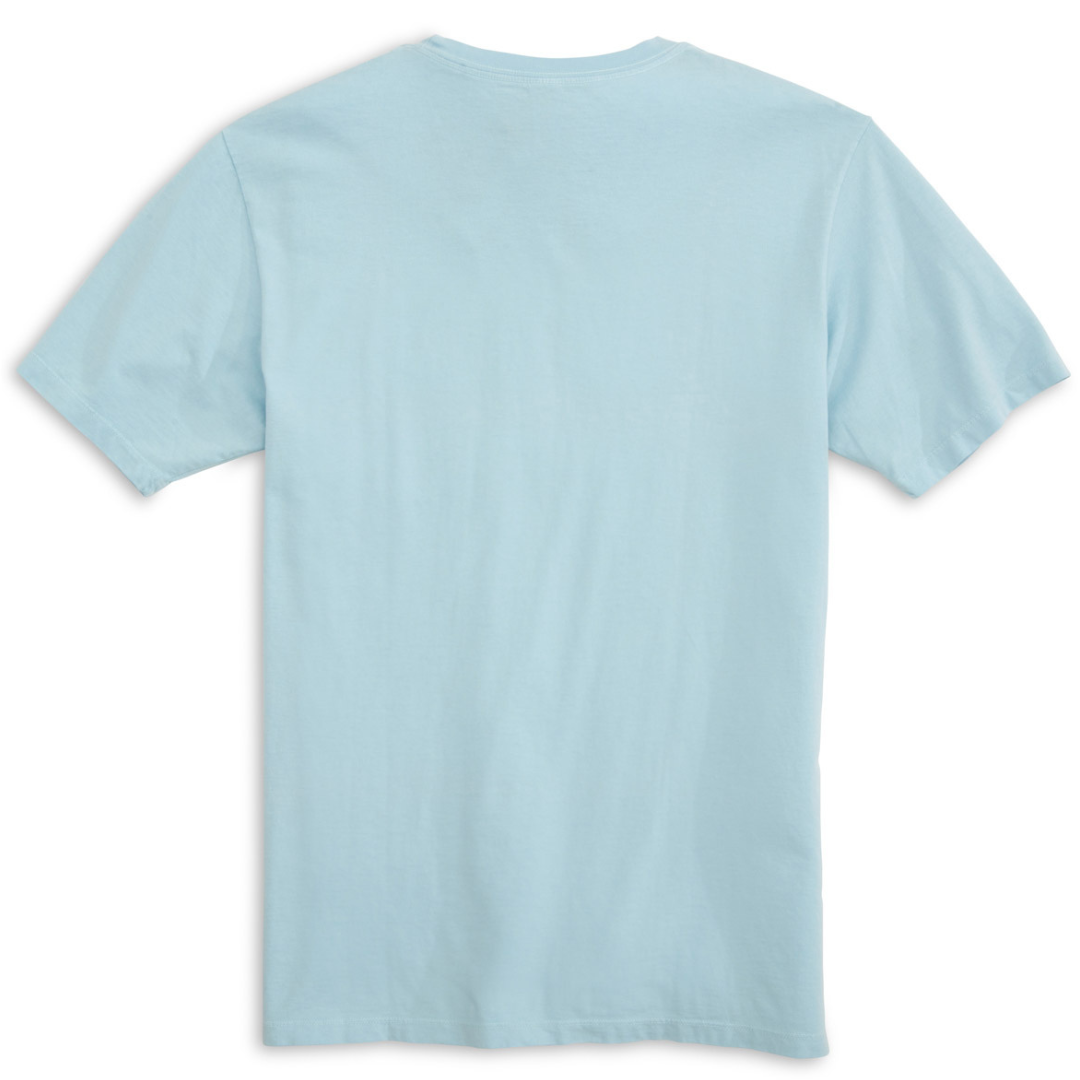 A back view of the Blue Mist Protect Manatee T-Shirt, a comfortable and stylish tee in a gorgeous blue mist color, with clean finished sleeve cuffs, hems, and shoulder seams that hang better.