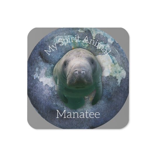 Manatee Spirit Animal Cork-back coaster