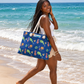 Tropical Manatee Weekender Bag | Pineapple & Palm Print Beach Tote