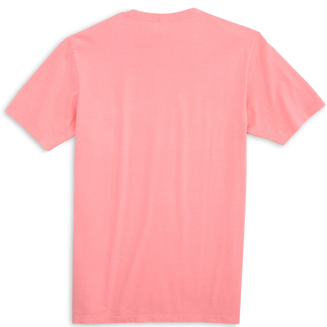 A back view of the Pink Salt Protect Manatee T-Shirt, showcasing its soft and comfortable fabric in a beautiful pink salt color, with clean finished sleeve cuffs, hems, and shoulder seams that hang better.