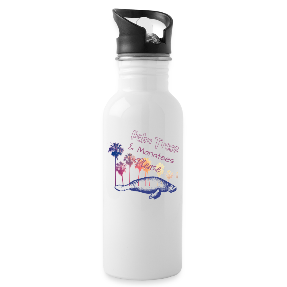 Palm Trees & Manatees Water Bottle - white