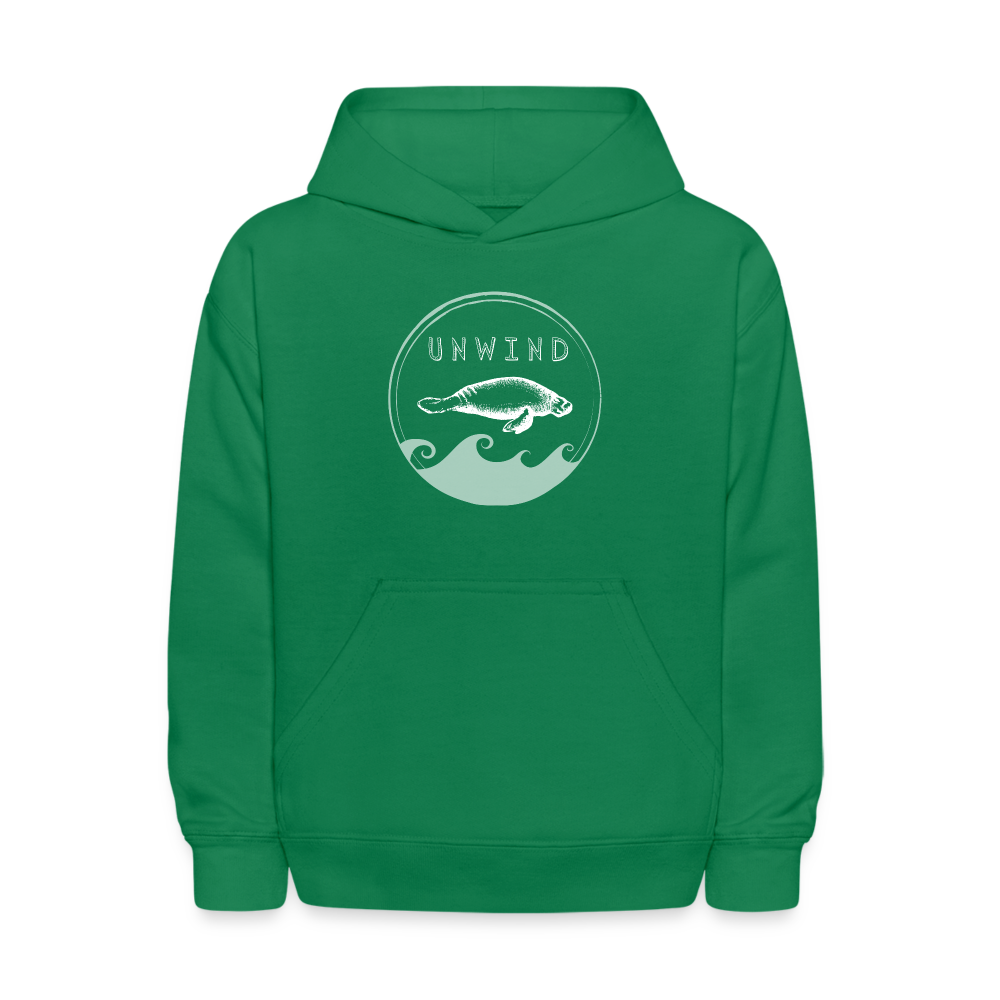 Unwind Manatee Hoodie  | Youth - kelly green