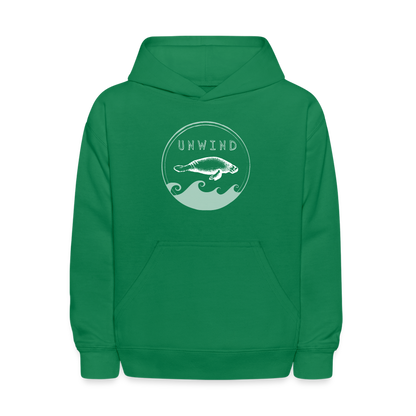Unwind Manatee Hoodie  | Youth - kelly green