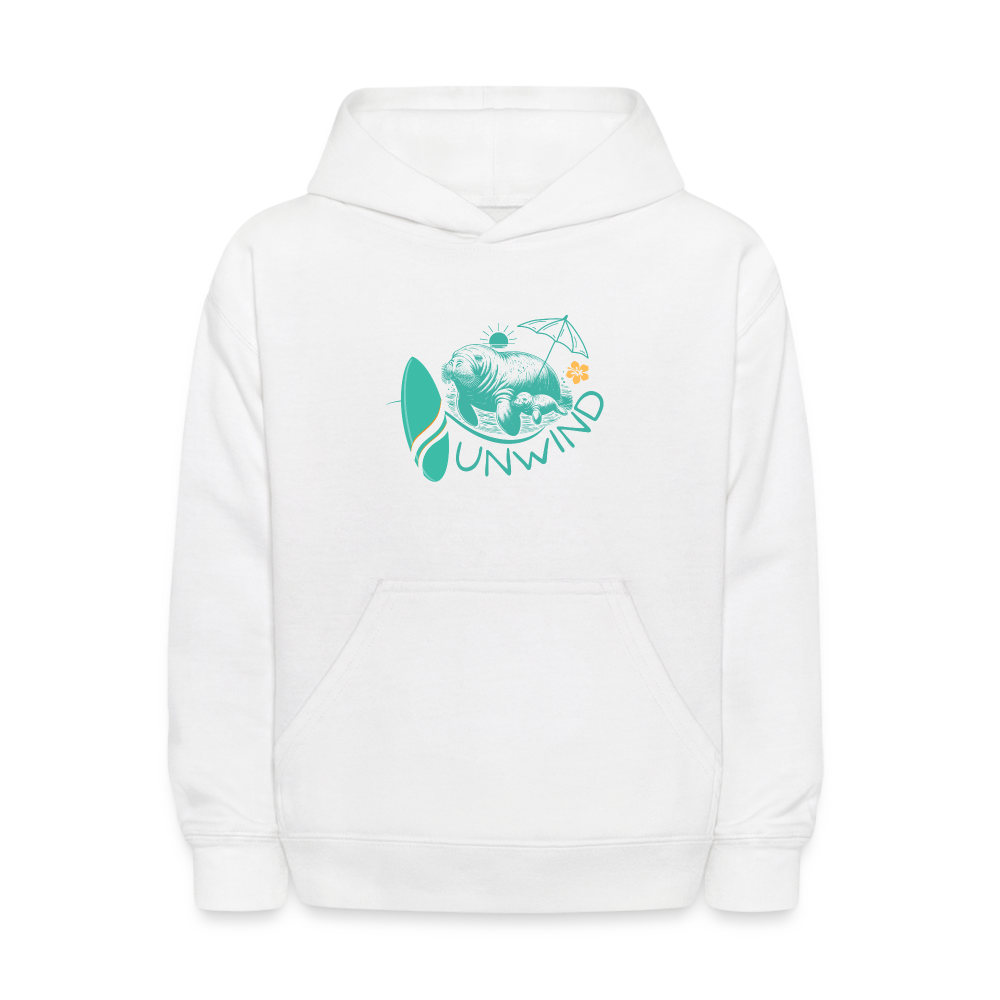 Unwind Beach Manatee Hoodie | Youth - white