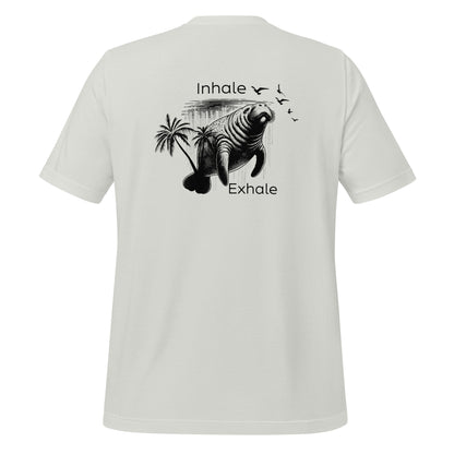 Inhale & Exhale Manatee Mens T-Shirt | Sea Mist Silver