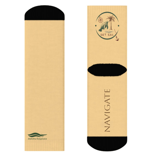 Nautical Manatee Crew Socks | Mens "Set Sail" Adventure Design