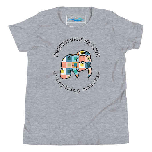 Baby Manatee Block Pattern T-Shirt | Youth