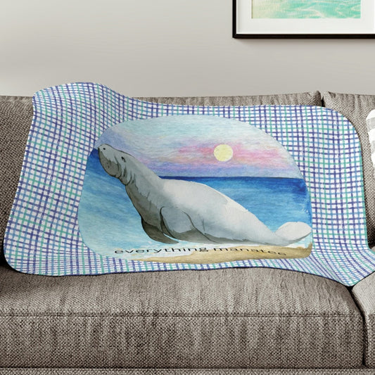 Sunset Manatee Sherpa Blanket | Blankets