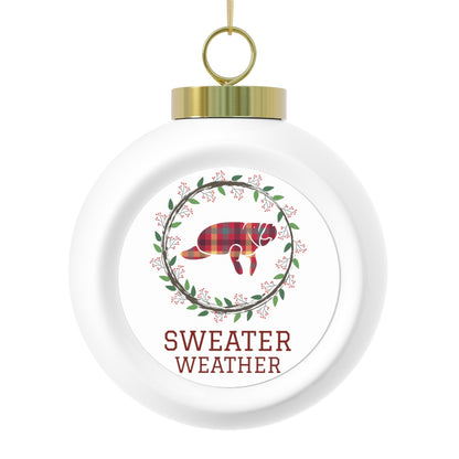Sweater Weather Manatee Christmas Ball Ornament