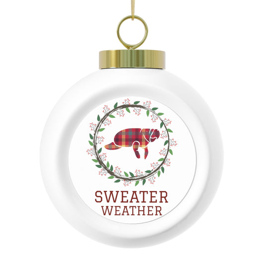 Sweater Weather Manatee Christmas Ball Ornament