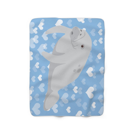 Manatee Hearts Sherpa Fleece Blanket
