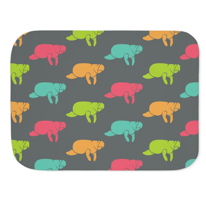 Multi Color Manatee Print Sherpa Blanket | Blankets