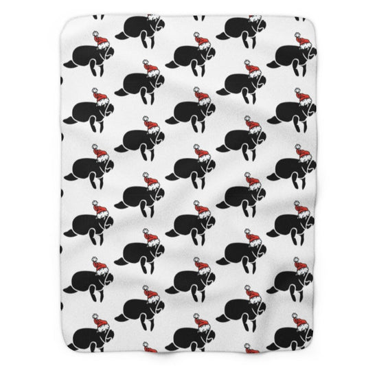 Santa Manatee Sherpa Fleece Blanket