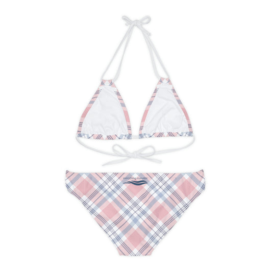 Pretty Pink Plaid Strappy Bikini Set | Womens