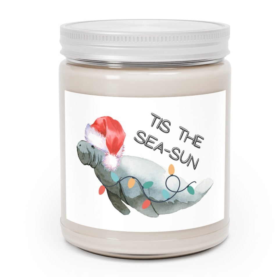 Santa Hat Manatee Spice Candle | Candles 9oz.