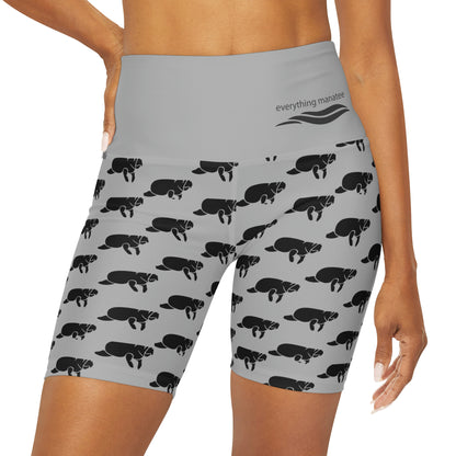Manatee Print High Waisted Yoga Shorts | Womens