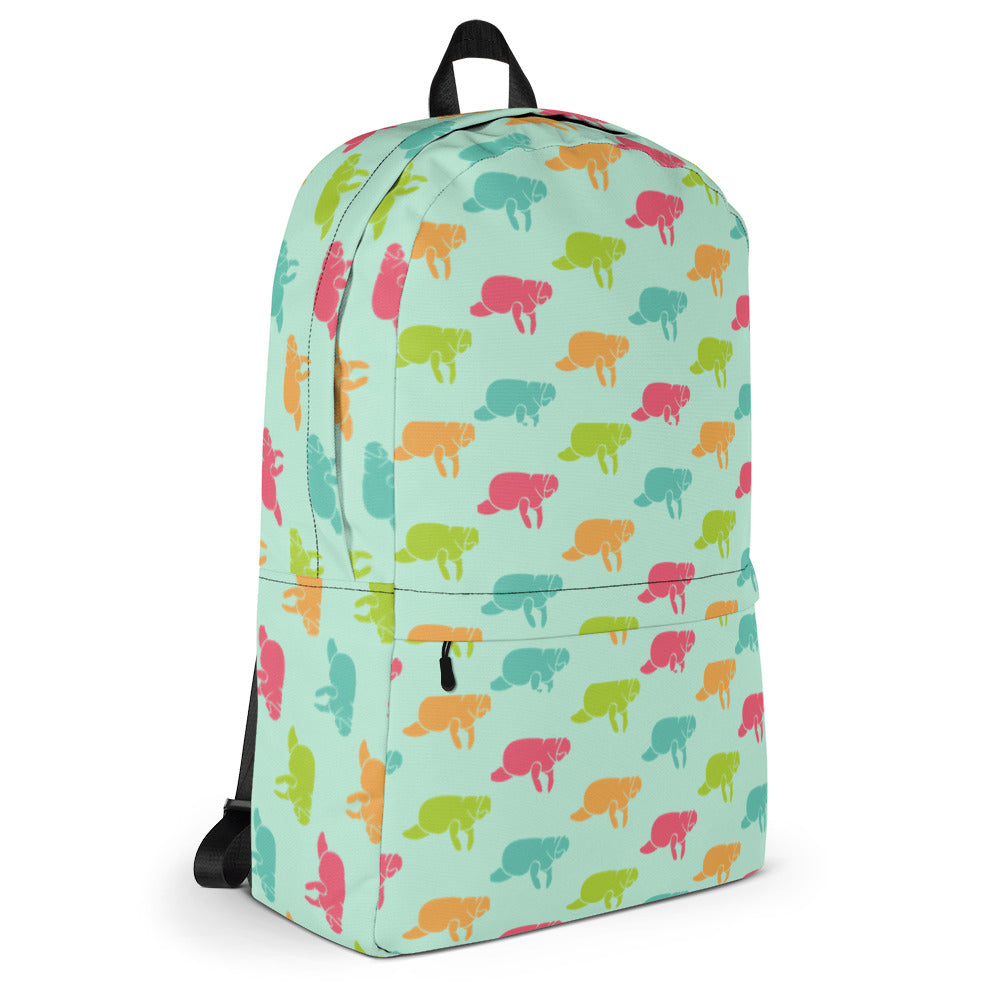 Multi-Colored Manatee Print Backpack | Youth