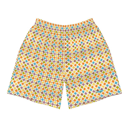 Grid Pattern Men's Athletic Long Shorts