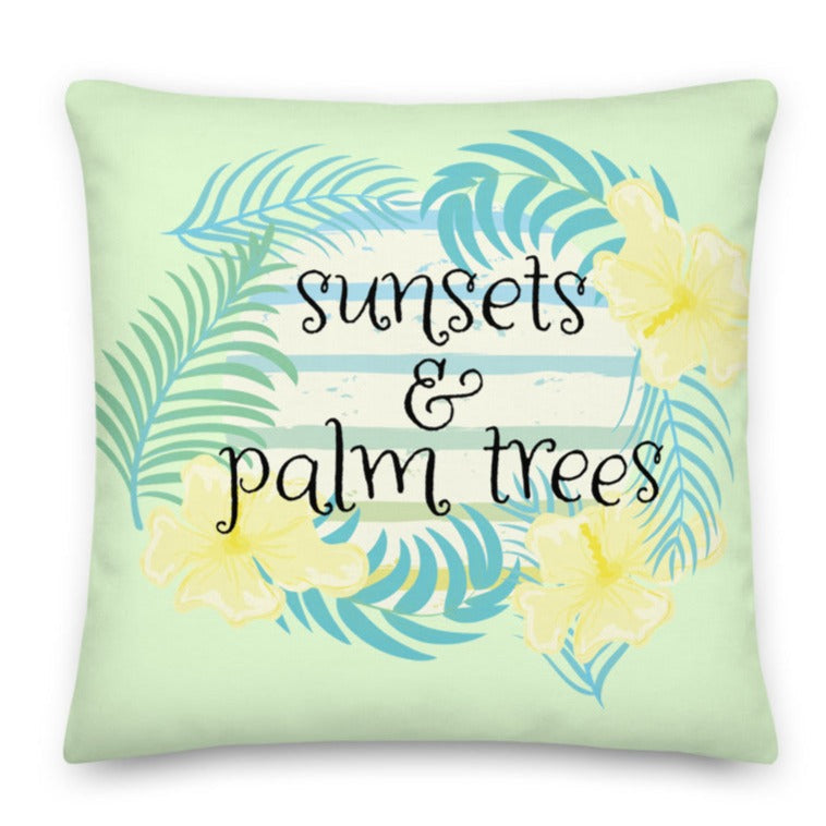 Sunsets and Palm Trees Premium Pillow