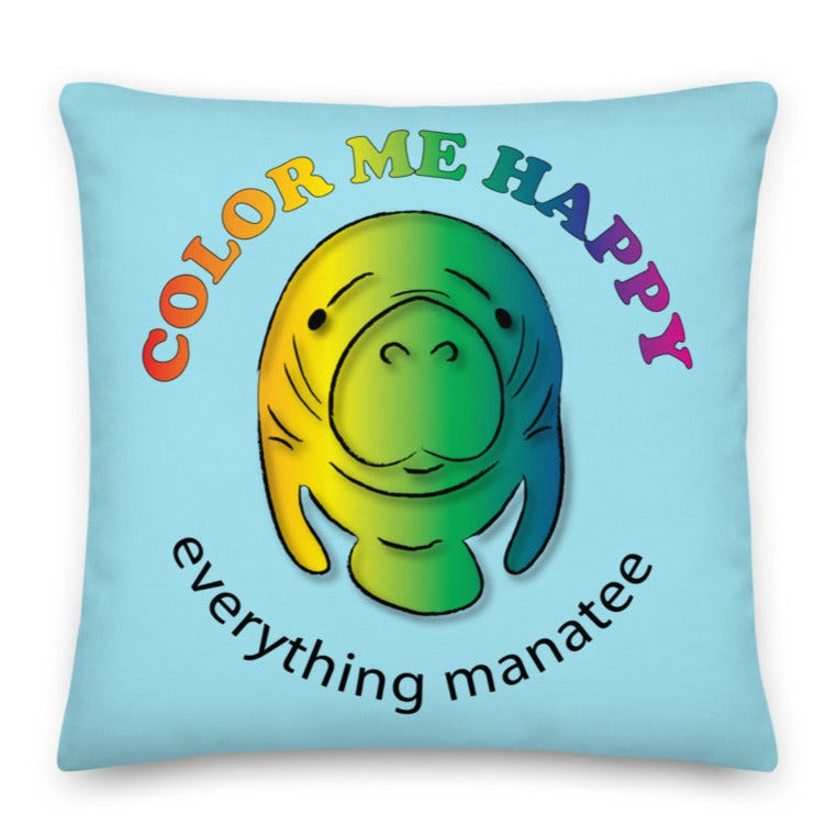 Color Me Happy Manatee Premium Pillow