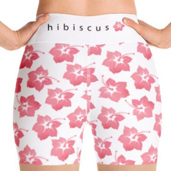 Hibiscus Print Yoga Shorts | Womens