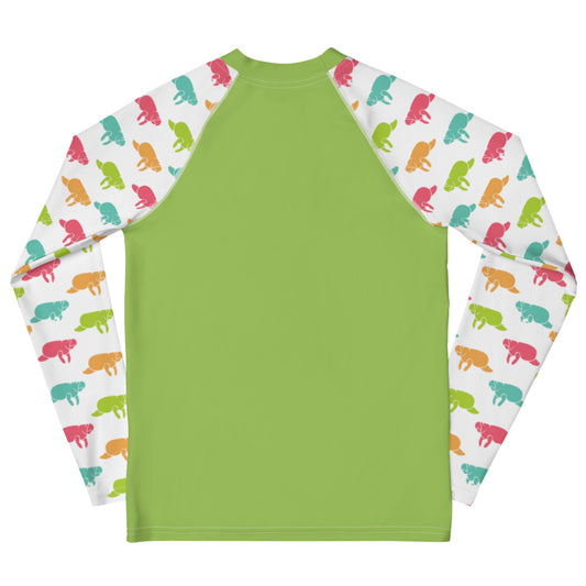 Manatee Print Long Sleeve Rash Guard | Youth