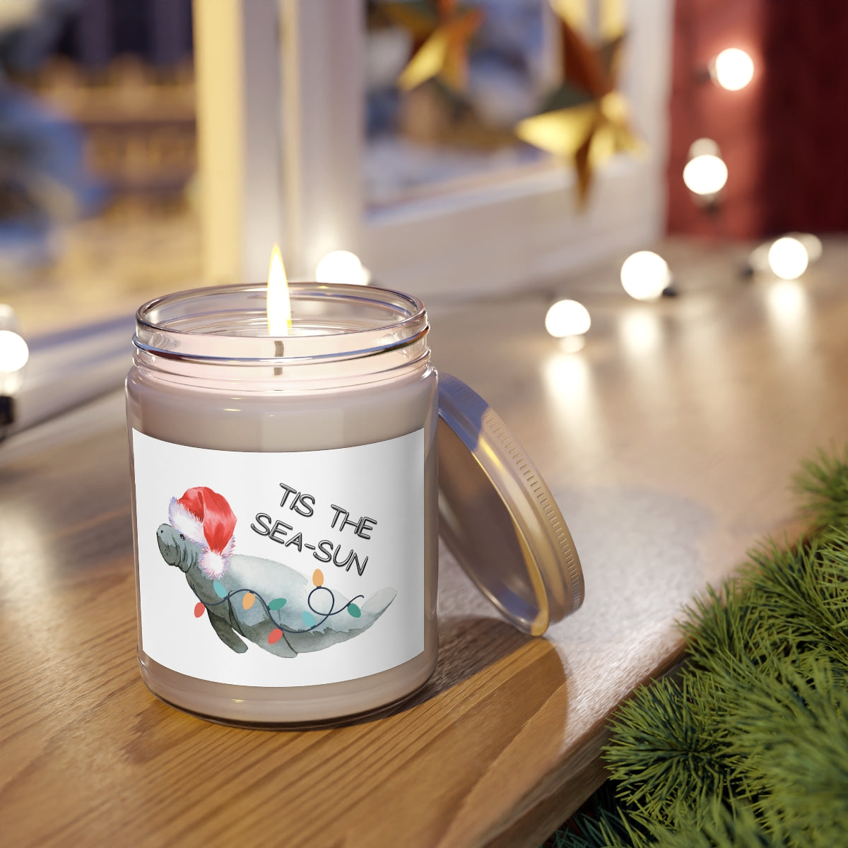 Santa Hat Manatee Spice Candle | Candles 9oz.