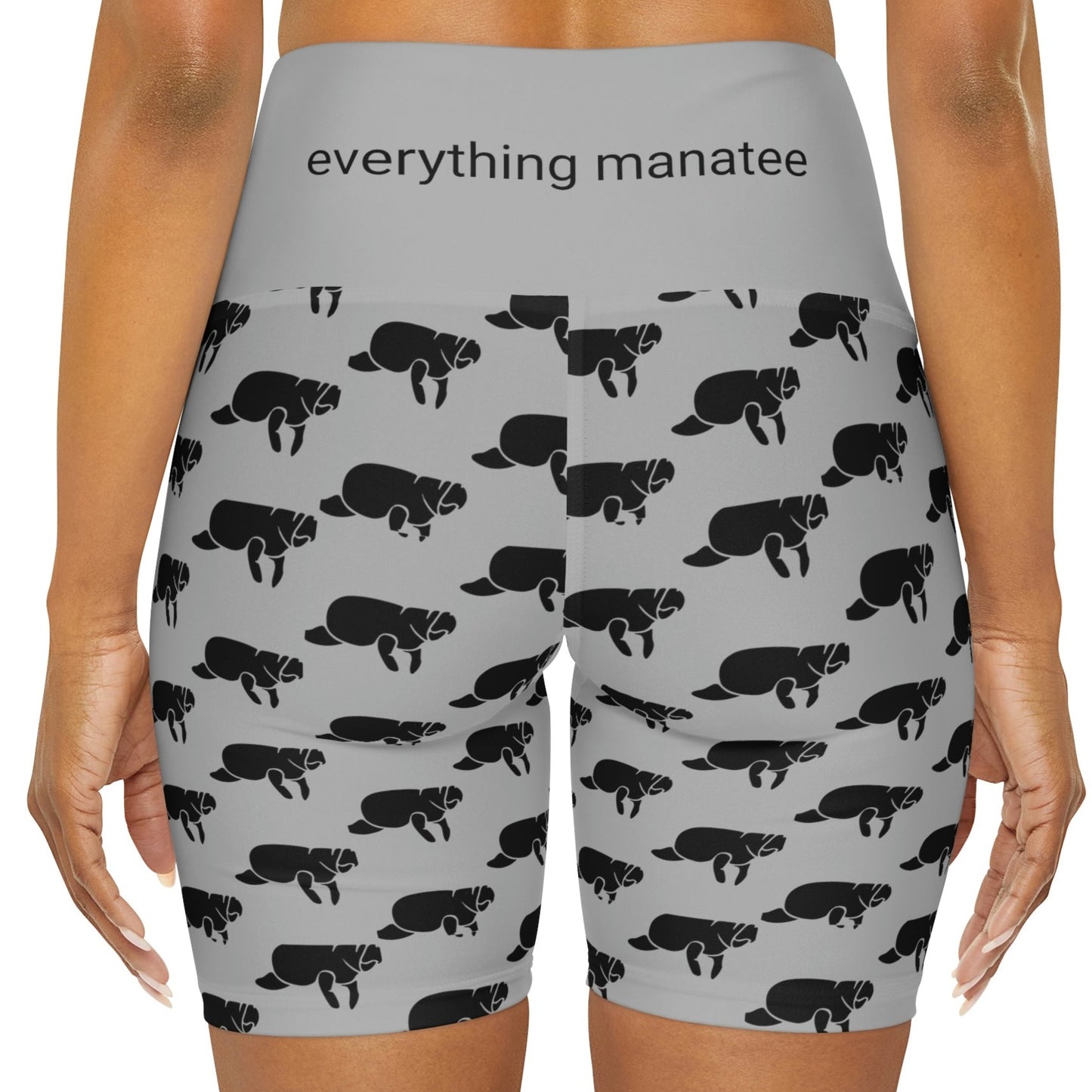 Manatee Print High Waisted Yoga Shorts | Womens