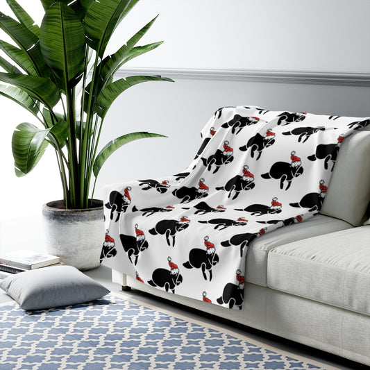 Santa Manatee Sherpa Fleece Blanket