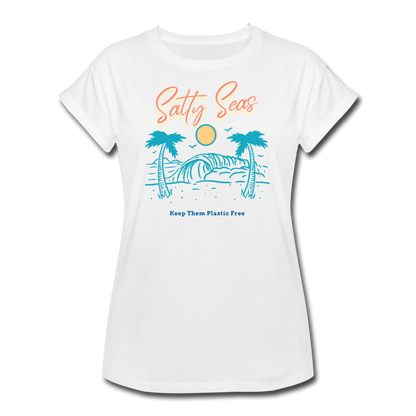 Salty Seas Plastic Free Relaxed Fit T-Shirt | Womens - white