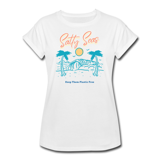 Salty Seas Plastic Free Relaxed Fit T-Shirt | Womens - white