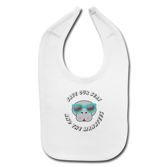 Save Our Seas And The Manatees Bib | Baby - white