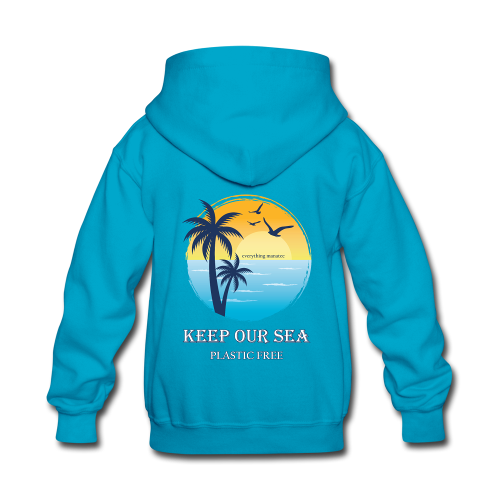 Keep Our Sea Plastic Free Hoodie | Youth - turquoise
