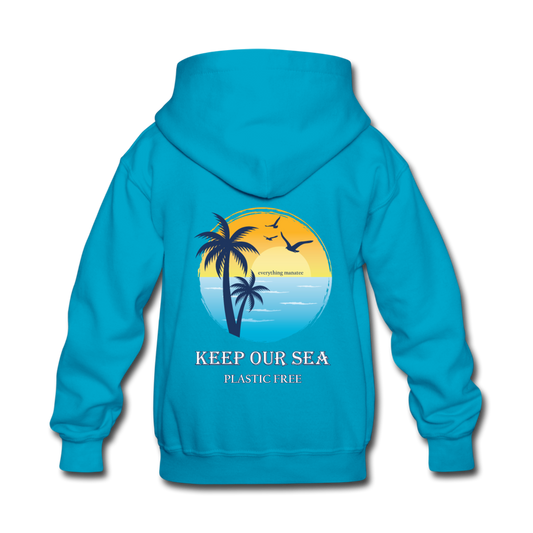 Keep Our Sea Plastic Free Hoodie | Youth - turquoise