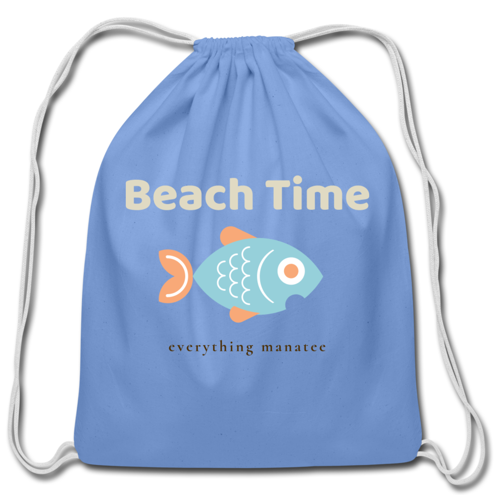 Beach Time Cotton Drawstring Bag | Toddler - carolina blue
