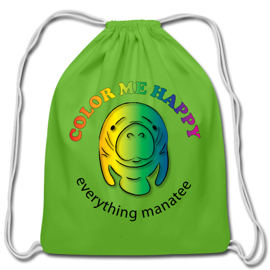 Manatee Color Me Happy Cotton Drawstring Bag | Youth - clover
