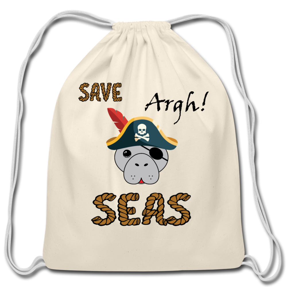Manatee Save Seas Cotton Drawstring Bag | Toddler - natural