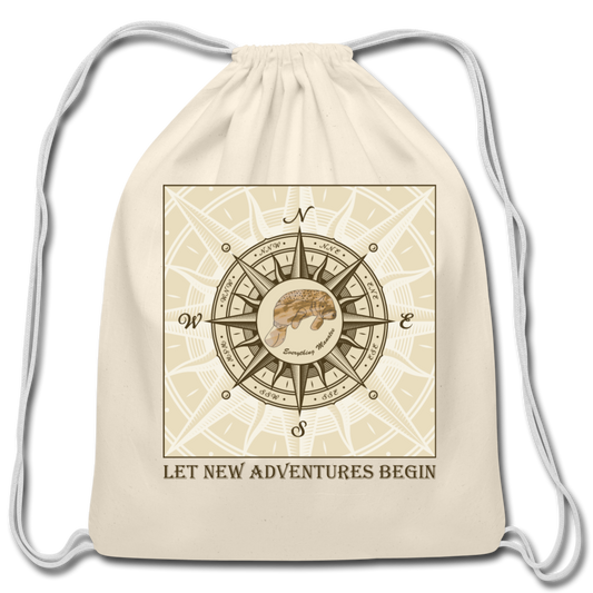 Manatee Adventure Cotton Drawstring Bag | Men's - natural