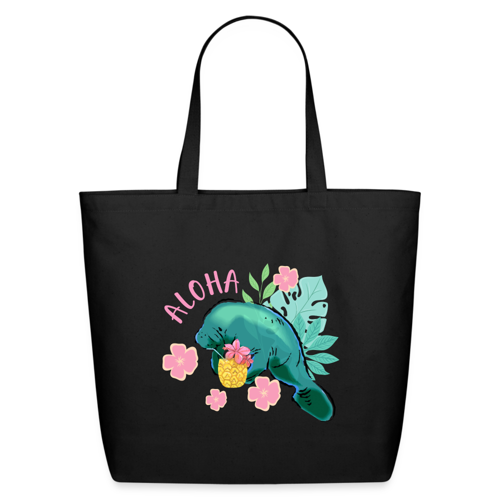 Aloha Manatee Cotton Tote | Womens - black
