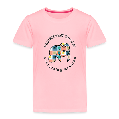 Block Pattern Manatee T-Shirt | Toddler - pink