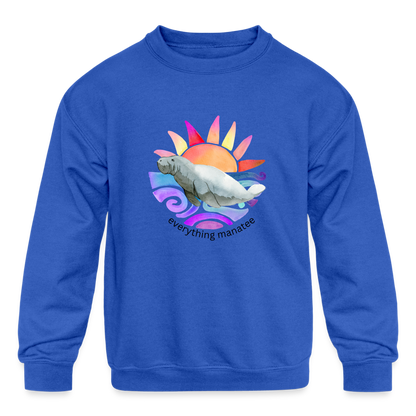 Vibrant Sunshine Manatee Sweatshirt | Youth - royal blue